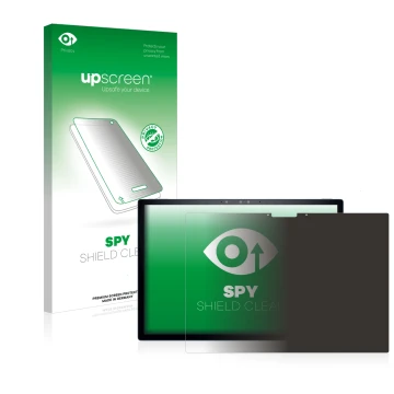 Face avant d’un emballage produit avec le logo de la marque upscreen. À côté, l’appareil Dell XPS 13 9315 2-in-1 est représent