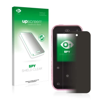 Face avant d’un emballage produit avec le logo de la marque upscreen. À côté, l’appareil Vtech Kidizoom Snap Touch est représe