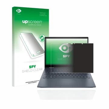 Face avant d’un emballage produit avec le logo de la marque upscreen. À côté, l’appareil HP Envy x360 13-bfxxx est représenté 