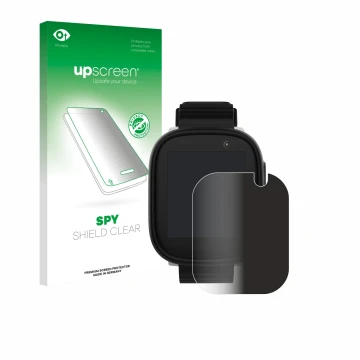 Face avant d’un emballage produit avec le logo de la marque upscreen. À côté, l’appareil Xplora X6 Play 2022 (1ère génération)