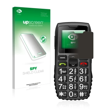 Face avant d’un emballage produit avec le logo de la marque upscreen. À côté, l’appareil artfone C1 + est représenté avec la p