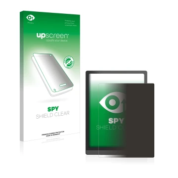 Face avant d’un emballage produit avec le logo de la marque upscreen. À côté, l’appareil Boox Tab X est représenté avec la pro