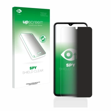 Face avant d’un emballage produit avec le logo de la marque upscreen. À côté, l’appareil Xiaomi Redmi A2 est représenté avec l