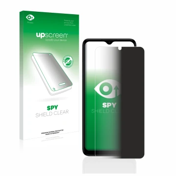 Face avant d’un emballage produit avec le logo de la marque upscreen. À côté, l’appareil Nokia G22 est représenté avec la prot