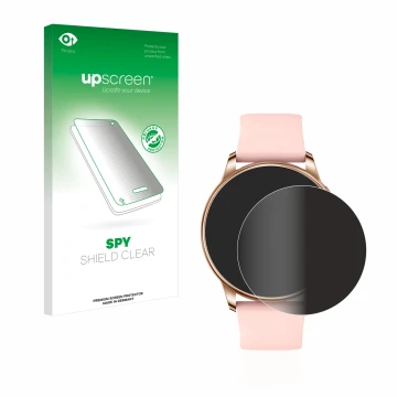 Face avant d’un emballage produit avec le logo de la marque upscreen. À côté, l’appareil Levowatch F2 est représenté avec la p