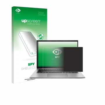Face avant d’un emballage produit avec le logo de la marque upscreen. À côté, l’appareil HP Zbook Firefly 14 G9 est représenté