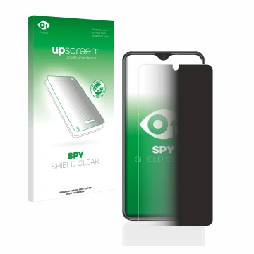 Face avant d’un emballage produit avec le logo de la marque upscreen. À côté, l’appareil Beafon M6s premium est représenté ave