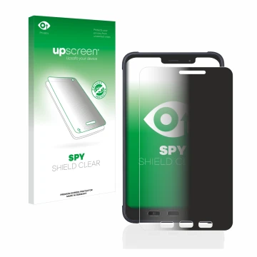 Face avant d’un emballage produit avec le logo de la marque upscreen. À côté, l’appareil Samsung Galaxy Tab Active 3 Enterpris