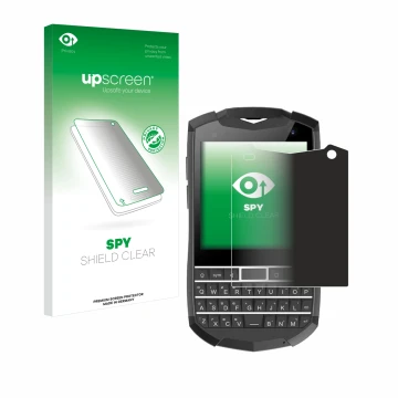 Face avant d’un emballage produit avec le logo de la marque upscreen. À côté, l’appareil Unihertz Titan Pocket est représenté 