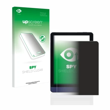 Face avant d’un emballage produit avec le logo de la marque upscreen. À côté, l’appareil Meebook M6 6
