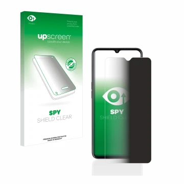 Face avant d’un emballage produit avec le logo de la marque upscreen. À côté, l’appareil Oppo A77 5G est représenté avec la pr