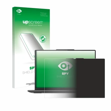Face avant d’un emballage produit avec le logo de la marque upscreen. À côté, l’appareil Lenovo Yoga Pro 9i Gen 8 16
