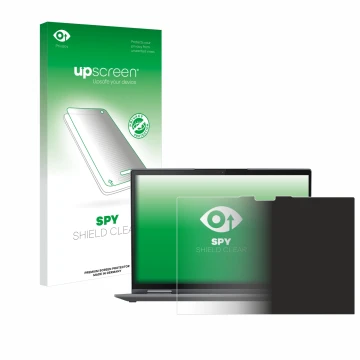 Face avant d’un emballage produit avec le logo de la marque upscreen. À côté, l’appareil Lenovo ThinkPad X1 Yoga Gen 8 14