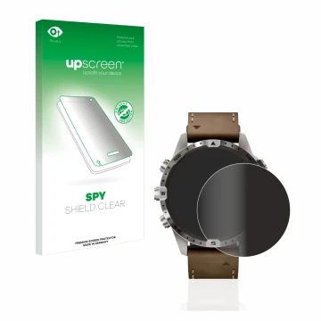 Face avant d’un emballage produit avec le logo de la marque upscreen. À côté, l’appareil Garmin Marq Adventurer (Gen 2) est re