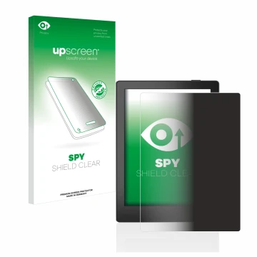 Face avant d’un emballage produit avec le logo de la marque upscreen. À côté, l’appareil Boox Poke 5 est représenté avec la pr