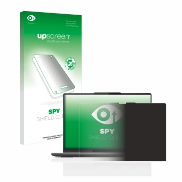Face avant d’un emballage produit avec le logo de la marque upscreen. À côté, l’appareil Lenovo Yoga 7 Gen 8 14