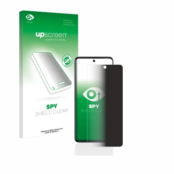 Face avant d’un emballage produit avec le logo de la marque upscreen. À côté, l’appareil Tecno Camon 20 est représenté avec la
