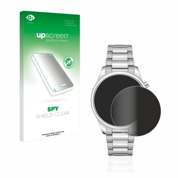 Face avant d’un emballage produit avec le logo de la marque upscreen. À côté, l’appareil Hugo Boss Chronograph 58114171 est re