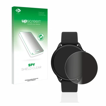 Face avant d’un emballage produit avec le logo de la marque upscreen. À côté, l’appareil Fossil Smartwatch Wellness (Gen 6) Hy