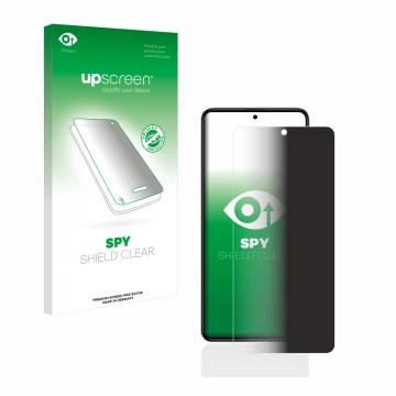 Face avant d’un emballage produit avec le logo de la marque upscreen. À côté, l’appareil Xiaomi Poco F5 Pro est représenté ave