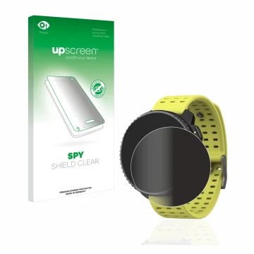 Face avant d’un emballage produit avec le logo de la marque upscreen. À côté, l’appareil Suunto Vertical est représenté avec l