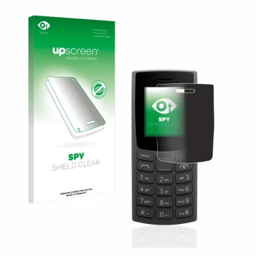 Face avant d’un emballage produit avec le logo de la marque upscreen. À côté, l’appareil Nokia 105 (2023) est représenté avec 