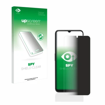 Face avant d’un emballage produit avec le logo de la marque upscreen. À côté, l’appareil Cubot P80 est représenté avec la prot