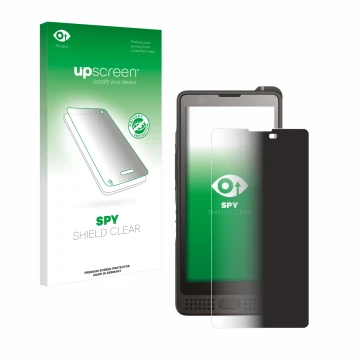 Face avant d’un emballage produit avec le logo de la marque upscreen. À côté, l’appareil Sonim XP10 est représenté avec la pro