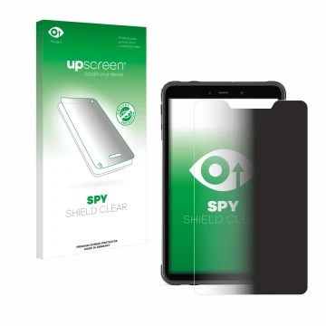 Face avant d’un emballage produit avec le logo de la marque upscreen. À côté, l’appareil Ulefone Armor Pad 8 est représenté av
