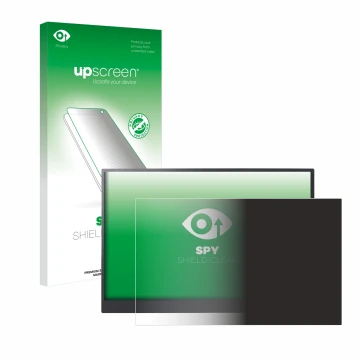 Face avant d’un emballage produit avec le logo de la marque upscreen. À côté, l’appareil LG gram +view 16MR70 moniteur portabl