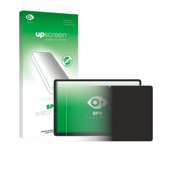 Face avant d’un emballage produit avec le logo de la marque upscreen. À côté, l’appareil Samsung Galaxy Tab S9 Plus 5G est rep