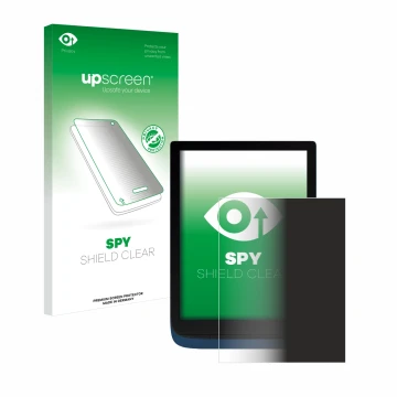 Face avant d’un emballage produit avec le logo de la marque upscreen. À côté, l’appareil Vivlio InkPad 3 est représenté avec l