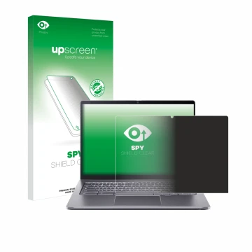 Face avant d’un emballage produit avec le logo de la marque upscreen. À côté, l’appareil Acer Chromebook Spin 714 est représen
