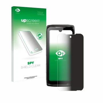 Face avant d’un emballage produit avec le logo de la marque upscreen. À côté, l’appareil Crosscall Core-Z5 est représenté avec