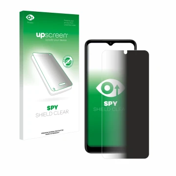 Face avant d’un emballage produit avec le logo de la marque upscreen. À côté, l’appareil ZTE Blade V50 Design 5G est représent