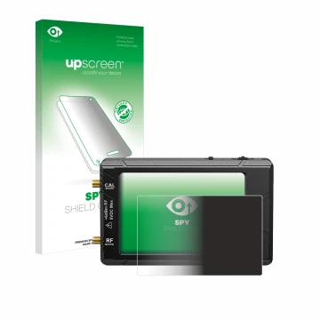 Face avant d’un emballage produit avec le logo de la marque upscreen. À côté, l’appareil tinySA ultra spectrum analyser est re