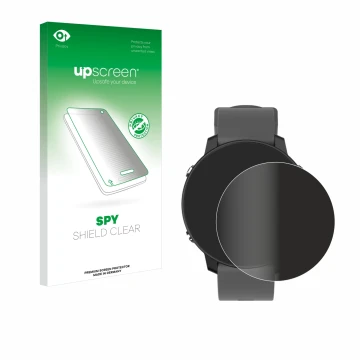 Face avant d’un emballage produit avec le logo de la marque upscreen. À côté, l’appareil Shot Scope G5 GPS Watch est représent