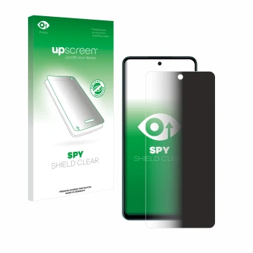 Face avant d’un emballage produit avec le logo de la marque upscreen. À côté, l’appareil Oppo A58 4G est représenté avec la pr