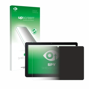 Face avant d’un emballage produit avec le logo de la marque upscreen. À côté, l’appareil Acer Iconia Tab M10 est représenté av