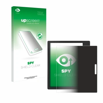 Face avant d’un emballage produit avec le logo de la marque upscreen. À côté, l’appareil Boox Page est représenté avec la prot