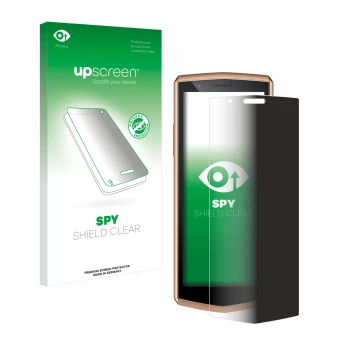 Face avant d’un emballage produit avec le logo de la marque upscreen. À côté, l’appareil Cubot Pocket 3 est représenté avec la