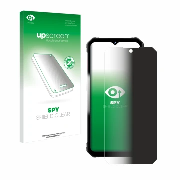 Face avant d’un emballage produit avec le logo de la marque upscreen. À côté, l’appareil Fossibot F102 est représenté avec la 
