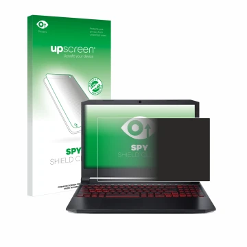 Face avant d’un emballage produit avec le logo de la marque upscreen. À côté, l’appareil Acer Nitro 5 Gaming 15,6