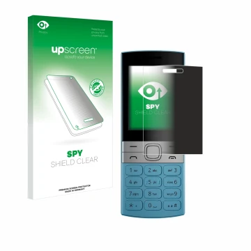 Face avant d’un emballage produit avec le logo de la marque upscreen. À côté, l’appareil Nokia 150 (2023) est représenté avec 