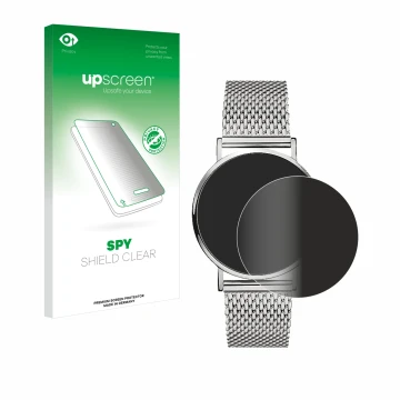 Face avant d’un emballage produit avec le logo de la marque upscreen. À côté, l’appareil Liebeskind New Case Mesh (34 mm) est 
