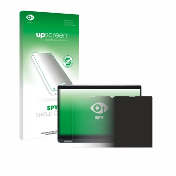 Face avant d’un emballage produit avec le logo de la marque upscreen. À côté, l’appareil Dell Latitude 5340 2-in-1 est représe