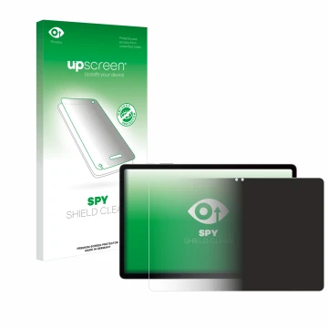 Face avant d’un emballage produit avec le logo de la marque upscreen. À côté, l’appareil Samsung Galaxy Tab S9 FE+ est représe