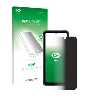 Face avant d’un emballage produit avec le logo de la marque upscreen. À côté, l’appareil Ulefone Armor 12S est représenté avec