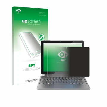 Face avant d’un emballage produit avec le logo de la marque upscreen. À côté, l’appareil Alldocube iWork 20 Pro est représenté