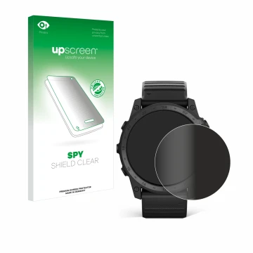 Face avant d’un emballage produit avec le logo de la marque upscreen. À côté, l’appareil Garmin Tactix 7 AMOLED est représenté